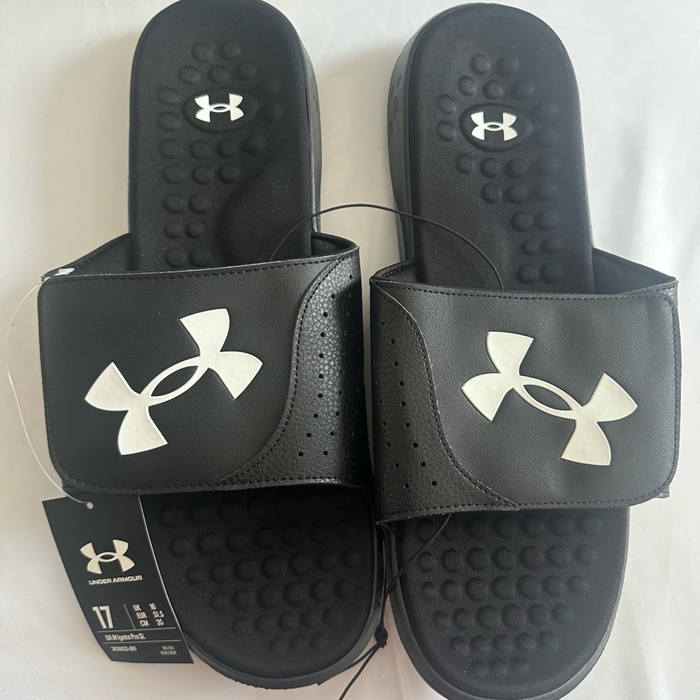 New Under Armour Mens Ignite Pro Slide Athletic Sandals Size 17 Black
